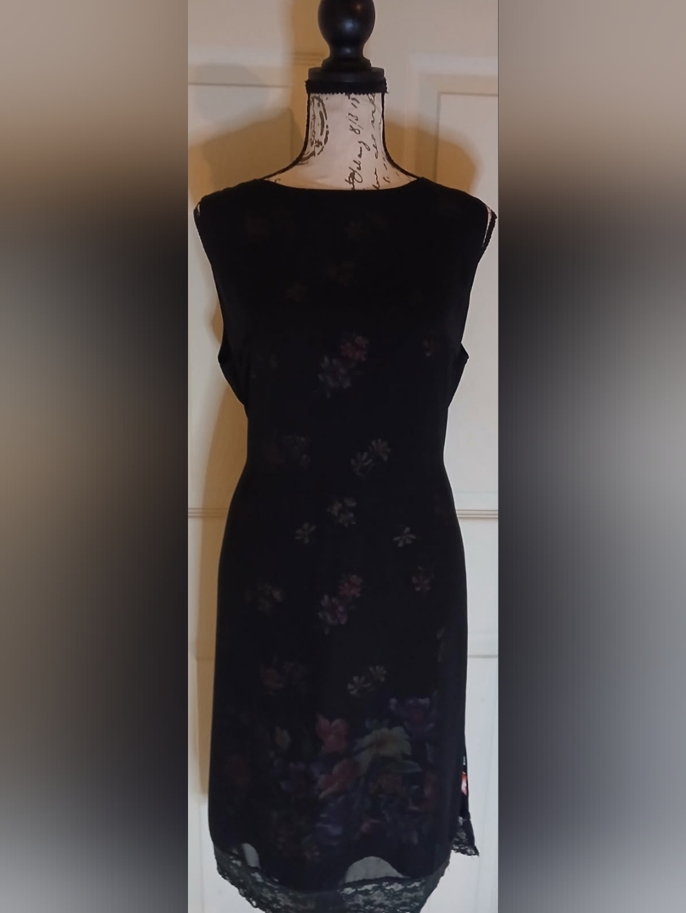 Impressions Workshop Black Floral Lace-Trim Dress